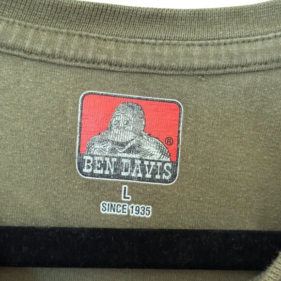 Ben Davis Green 100% Cotton Heavy Duty Short Sleeve Pocket Tee Shirt - Large - Picture 3 of 8